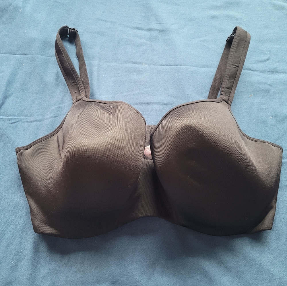 Black Satiny Lined Balconette Bra Padded Straps